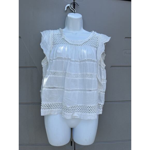Isabel Marat Etoile White Boho Lace Crochet Blouse Top Sz 38 /M Romantic Cottage - Picture 7 of 13